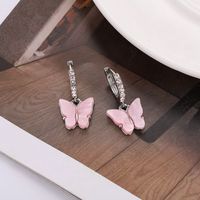 1 Pair Fashion Butterfly Arylic Alloy Inlay Rhinestones Women's Drop Earrings sku image 7