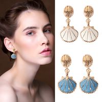 1 Paire Style Simple Coquille Placage Alliage Boucles D'oreilles main image 1