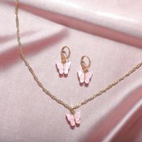 1 Set Simple Style Butterfly Arylic Alloy Women's Earrings Necklace main image 3
