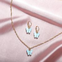 1 Set Simple Style Butterfly Arylic Alloy Women's Earrings Necklace sku image 3