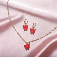 1 Set Simple Style Butterfly Arylic Alloy Women's Earrings Necklace sku image 1