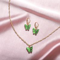 1 Set Simple Style Butterfly Arylic Alloy Women's Earrings Necklace sku image 2