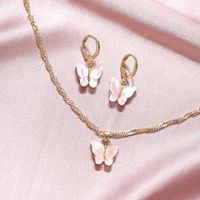 1 Set Simple Style Butterfly Arylic Alloy Women's Earrings Necklace sku image 7
