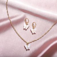 1 Set Simple Style Butterfly Arylic Alloy Women's Earrings Necklace sku image 6