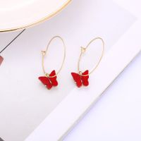 1 Pair Simple Style Butterfly Arylic Alloy Women's Drop Earrings sku image 8