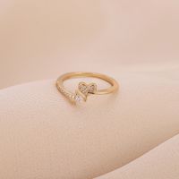 Simple Style Heart Shape Metal Inlay Zircon Valentine's Day Women's Rings sku image 1