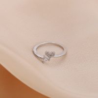 Simple Style Heart Shape Metal Inlay Zircon Valentine's Day Women's Rings sku image 2