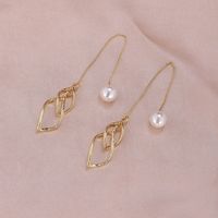 1 Pair Simple Style Moon Alloy Plating Inlay Artificial Pearls Rhinestones Women's Drop Earrings sku image 3