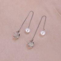 1 Pair Simple Style Moon Alloy Plating Inlay Artificial Pearls Rhinestones Women's Drop Earrings sku image 8