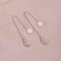 1 Pair Simple Style Moon Alloy Plating Inlay Artificial Pearls Rhinestones Women's Drop Earrings sku image 6