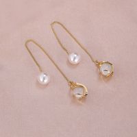 1 Pair Simple Style Moon Alloy Plating Inlay Artificial Pearls Rhinestones Women's Drop Earrings sku image 7