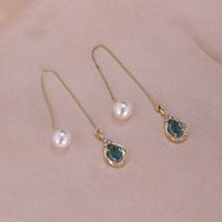 1 Pair Simple Style Moon Alloy Plating Inlay Artificial Pearls Rhinestones Women's Drop Earrings sku image 15