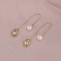 1 Pair Simple Style Moon Alloy Plating Inlay Artificial Pearls Rhinestones Women's Drop Earrings sku image 13