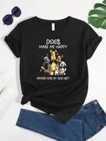 Women's T-shirt Short Sleeve T-shirts Printing Casual Simple Style Letter Dog main image 2