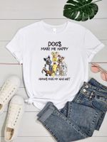 Women's T-shirt Short Sleeve T-shirts Printing Casual Simple Style Letter Dog main image 3