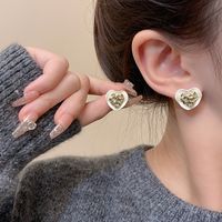 1 Pair Fashion Heart Shape Alloy Spray Paint Women's Ear Studs main image 3