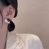 1 Pair Fashion Flower Alloy Plating Inlay Rhinestones Women's Ear Studs main image 4