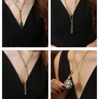Vintage Style Multicolor Copper Tassel Inlay Artificial Gemstones Sweater Chain 1 Piece main image 3