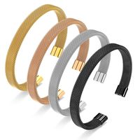 Retro Solid Color Stainless Steel Bangle 1 Piece sku image 1