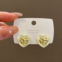 1 Pair Fashion Heart Shape Alloy Spray Paint Women's Ear Studs sku image 1