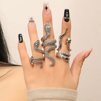 Punk Snake Alloy Inlay Rhinestones Silver Plated Women's Open Ring main image 1