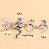 Punk Snake Alloy Inlay Rhinestones Silver Plated Women's Open Ring main image 4