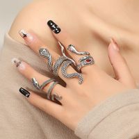 Punk Snake Alloy Inlay Rhinestones Silver Plated Women's Open Ring main image 5