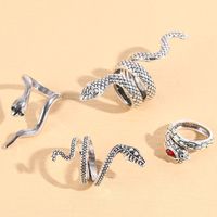 Punk Snake Alloy Inlay Rhinestones Silver Plated Women's Open Ring sku image 1