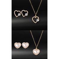 1 Set Fashion Heart Shape Alloy Plating Artificial Pearls Zircon 18k Gold Plated Unisex Earrings Necklace main image 10