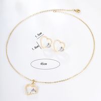 1 Set Fashion Heart Shape Alloy Plating Artificial Pearls Zircon 18k Gold Plated Unisex Earrings Necklace main image 9