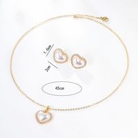 1 Set Fashion Heart Shape Alloy Plating Artificial Pearls Zircon 18k Gold Plated Unisex Earrings Necklace main image 5