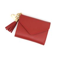 Women's Solid Color Pu Leather Tassel Flip Cover Coin Purses main image 4
