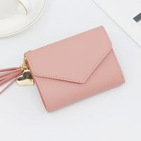 Women's Solid Color Pu Leather Tassel Flip Cover Coin Purses sku image 1
