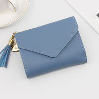 Women's Solid Color Pu Leather Tassel Flip Cover Coin Purses sku image 5