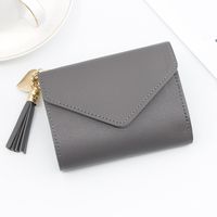 Women's Solid Color Pu Leather Tassel Flip Cover Coin Purses sku image 4
