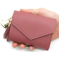 Women's Solid Color Pu Leather Tassel Flip Cover Coin Purses main image 3