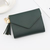 Women's Solid Color Pu Leather Tassel Flip Cover Coin Purses sku image 6