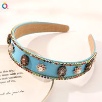 Barocker Stil Oval Blume Kunststoff Inlay Strasssteine Perle Haarband 1 Stück sku image 1