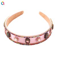 Baroque Style Oval Flower Plastic Inlay Rhinestones Pearl Hair Band 1 Piece main image 3