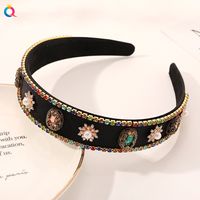 Barocker Stil Oval Blume Kunststoff Inlay Strasssteine Perle Haarband 1 Stück sku image 2