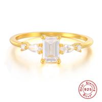 Fashion Round Square Oval Sterling Silver Inlay Zircon Rings 1 Piece sku image 11