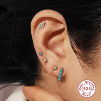 Fashion Cross Star Water Droplets Sterling Silver Inlay Turquoise Zircon Earrings 1 Pair main image 4
