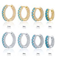 Fashion Geometric Sterling Silver Inlay Turquoise Zircon Hoop Earrings 1 Pair main image 1