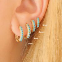 Fashion Geometric Sterling Silver Inlay Turquoise Zircon Hoop Earrings 1 Pair main image 5