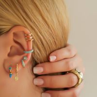 Fashion Geometric Sterling Silver Inlay Turquoise Zircon Hoop Earrings 1 Pair main image 2