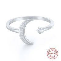 Fashion Star Moon Flower Sterling Silver Inlay Zircon Rings sku image 5