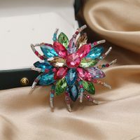 Retro Flor Aleación Embutido Piedras Preciosas Artificiales Diamantes De Imitación Mujeres Broches sku image 2