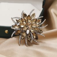 Retro Flor Aleación Embutido Piedras Preciosas Artificiales Diamantes De Imitación Mujeres Broches sku image 4