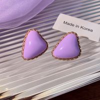 1 Pair Simple Style Oval Alloy Plating Artificial Gemstones Women's Earrings sku image 2