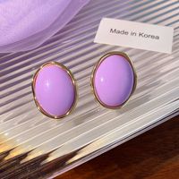 1 Pair Simple Style Oval Alloy Plating Artificial Gemstones Women's Earrings sku image 3